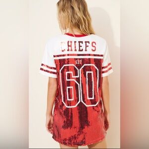 Anthropologie Red and White Sequin Mini Dress